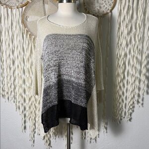 Alembika Tan and Gray Open Weave Pullover Lagenlook Sweater Size M